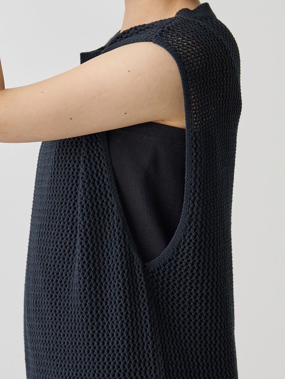 マタニティ トップス|コットンノースリーブ重ね着風ニット マタニティ・授乳服 【出産後も長く使える】