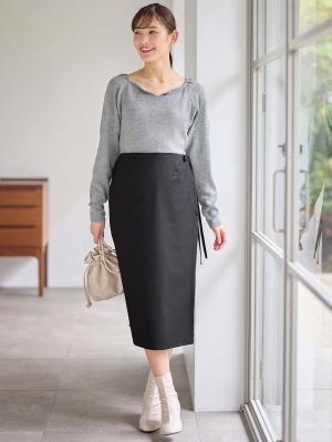 マタニティ スカート|ラップスカート マタニティ・産後 【出産後も長く使える】|ブラック