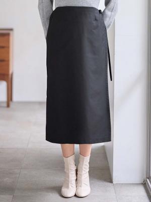 マタニティ スカート|ラップスカート マタニティ・産後 【出産後も長く使える】|ブラック