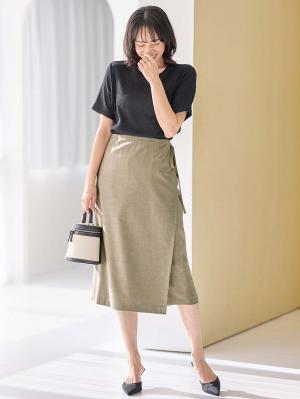 マタニティ スカート|ラップスカート マタニティ・産後 【出産後も長く使える】|グレージュ