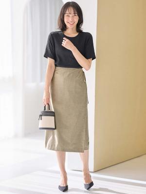 マタニティ スカート|ラップスカート マタニティ・産後 【出産後も長く使える】|グレージュ