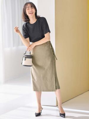 マタニティ スカート|ラップスカート マタニティ・産後 【出産後も長く使える】|グレージュ