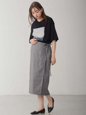 マタニティ スカート|ラップスカート マタニティ・産後 【出産後も長く使える】|グレー