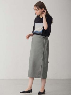 マタニティ スカート|ラップスカート マタニティ・産後 【出産後も長く使える】|グレー