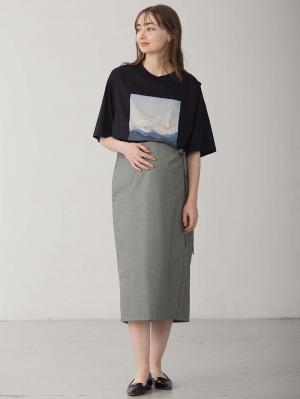 マタニティ スカート|ラップスカート マタニティ・産後 【出産後も長く使える】|グレー