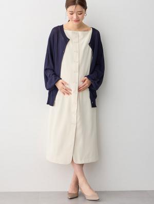 マタニティ ワンピース|フロントボタンノースリーブワンピース マタニティ・授乳服 【出産後も長く使える】|ライトベージュ