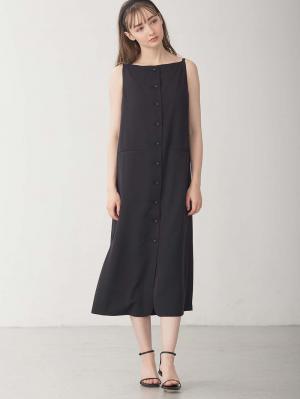 マタニティ ワンピース|フロントボタンノースリーブワンピース マタニティ・授乳服 【出産後も長く使える】|ブラック