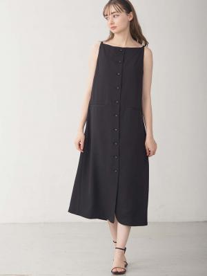 マタニティ ワンピース|フロントボタンノースリーブワンピース マタニティ・授乳服 【出産後も長く使える】|ブラック