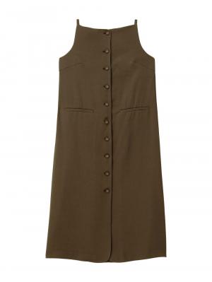 マタニティ ワンピース|フロントボタンノースリーブワンピース マタニティ・授乳服 【出産後も長く使える】|ダークブラウン