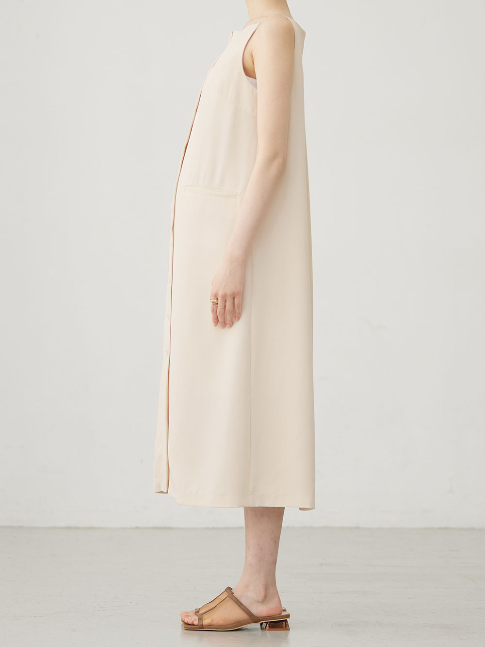 マタニティ ワンピース|フロントボタンノースリーブワンピース マタニティ・授乳服 【出産後も長く使える】