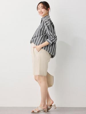 マタニティ パンツ|センターシームハーフパンツ マタニティ・産後【出産後も長く使える】|エクリュ