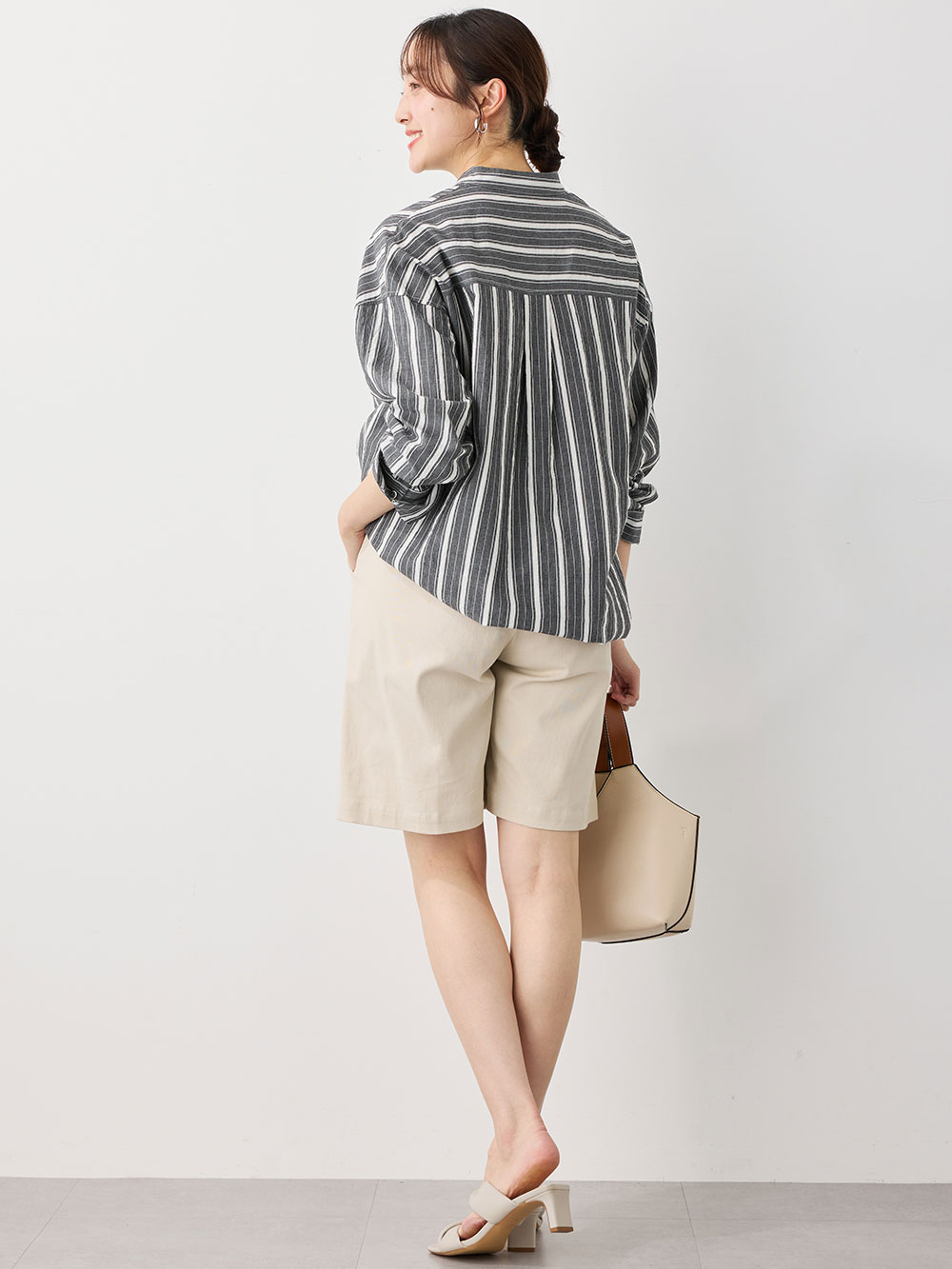 マタニティ パンツ|センターシームハーフパンツ マタニティ・産後【出産後も長く使える】|エクリュ