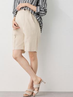 マタニティ パンツ|センターシームハーフパンツ マタニティ・産後【出産後も長く使える】|エクリュ