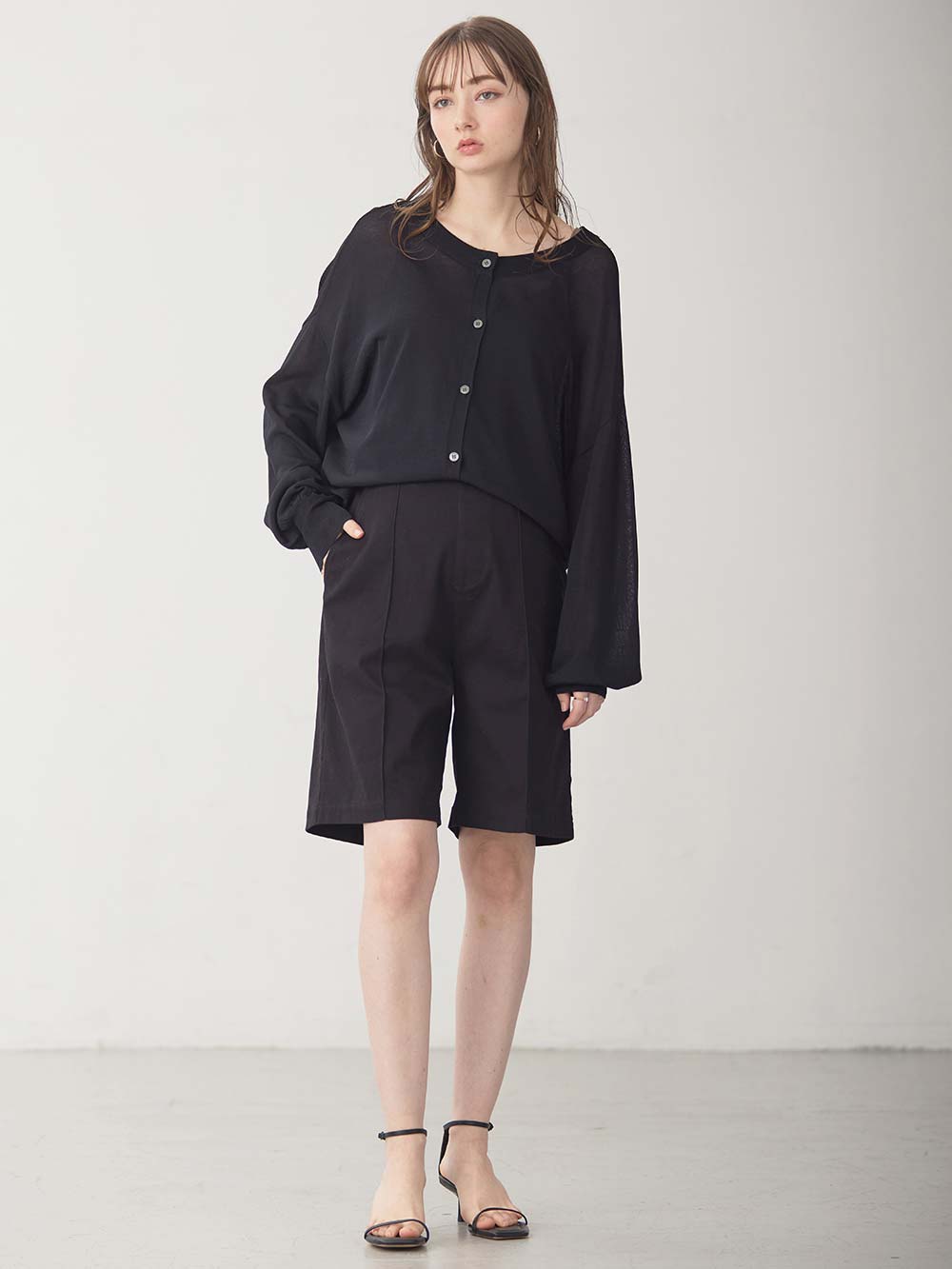 マタニティ パンツ|センターシームハーフパンツ マタニティ・産後【出産後も長く使える】|ブラック