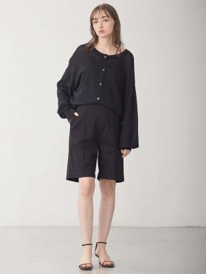 マタニティ パンツ|センターシームハーフパンツ マタニティ・産後【出産後も長く使える】|ブラック