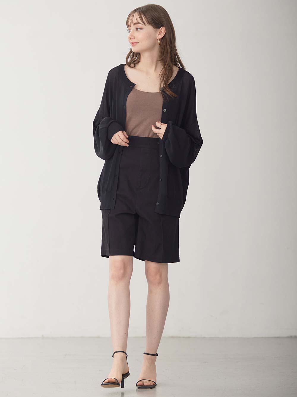 マタニティ パンツ|センターシームハーフパンツ マタニティ・産後【出産後も長く使える】|ブラック