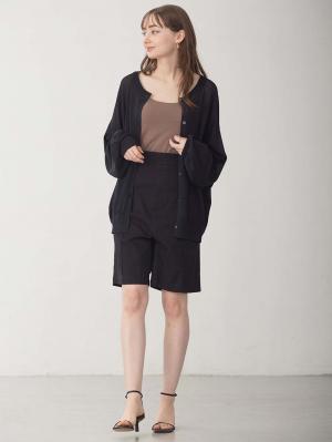 マタニティ パンツ|センターシームハーフパンツ マタニティ・産後【出産後も長く使える】|ブラック