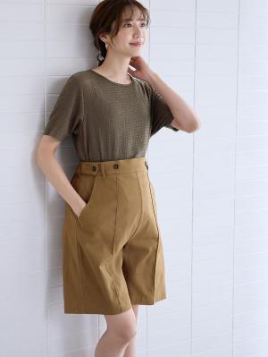 マタニティ パンツ|センターシームハーフパンツ マタニティ・産後【出産後も長く使える】|キャメル