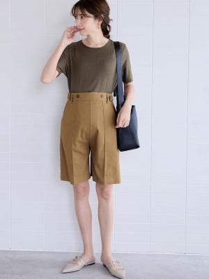 マタニティ パンツ|センターシームハーフパンツ マタニティ・産後【出産後も長く使える】|キャメル