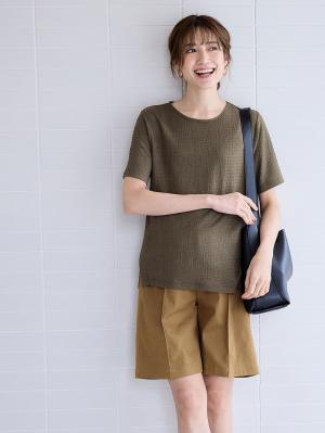 マタニティ パンツ|センターシームハーフパンツ マタニティ・産後【出産後も長く使える】|キャメル