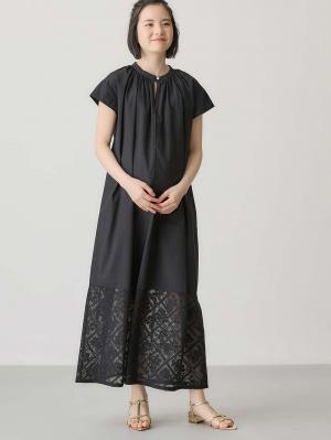 レース切り替えワンピース マタニティ・授乳服 【出産後も長く使える】10511
