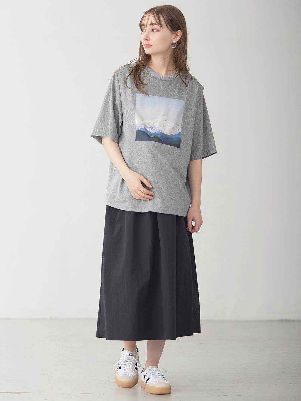 マタニティ トップス|イラストプリントＴシャツ マタニティ・授乳服 【出産後も長く使える】|杢グレー