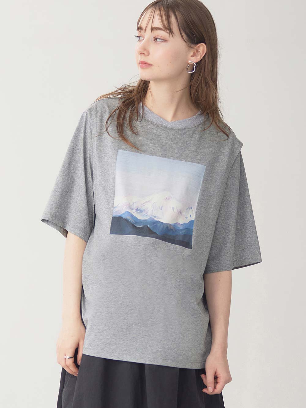 マタニティ トップス|イラストプリントＴシャツ マタニティ・授乳服 【出産後も長く使える】|杢グレー