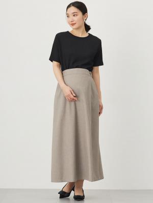 マタニティ スカート|セミフレアースカート マタニティ・産後【出産後も長く使える】|グレージュ