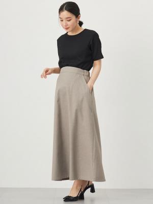 マタニティ スカート|セミフレアースカート マタニティ・産後【出産後も長く使える】|グレージュ