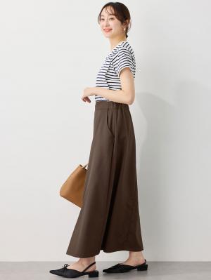マタニティ スカート|セミフレアースカート マタニティ・産後【出産後も長く使える】|ブラウン