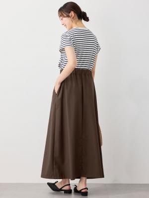 マタニティ スカート|セミフレアースカート マタニティ・産後【出産後も長く使える】|ブラウン