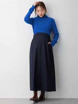 マタニティ スカート|セミフレアースカート マタニティ・産後【出産後も長く使える】|ダークネイビー