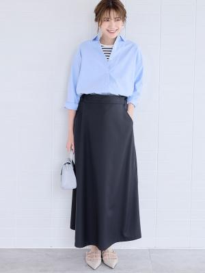 マタニティ スカート|セミフレアースカート マタニティ・産後【出産後も長く使える】|ダークネイビー