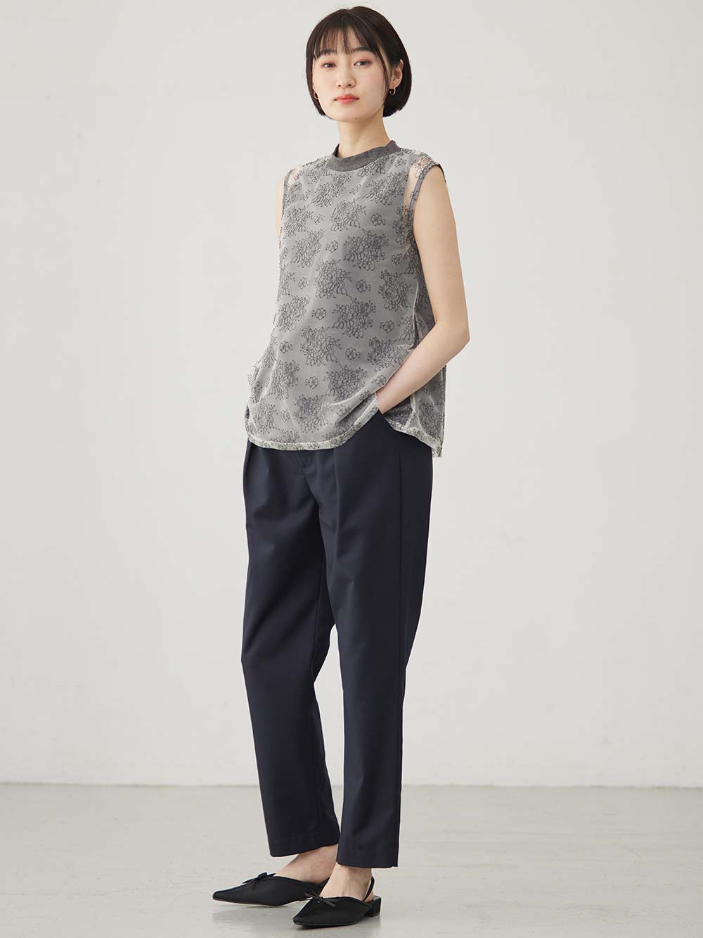 マタニティ パンツ|ストレートパンツ マタニティ・産後【出産後も長く使える】|ネイビー