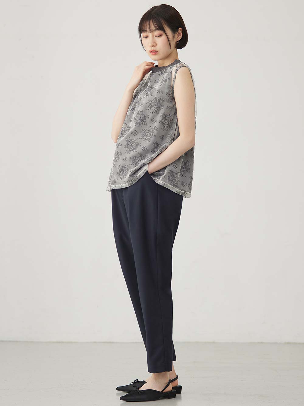 マタニティ パンツ|ストレートパンツ マタニティ・産後【出産後も長く使える】|ネイビー