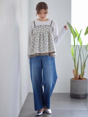 マタニティ トップス|レイヤードキャミソール マタニティ・産後【出産後も長く使える】|カーキ