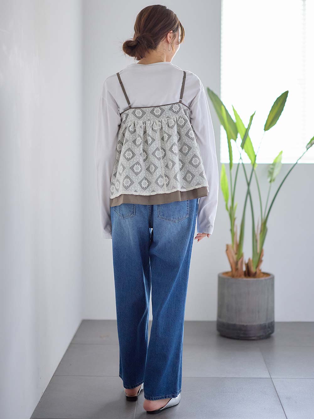 マタニティ トップス|レイヤードキャミソール マタニティ・産後【出産後も長く使える】|カーキ