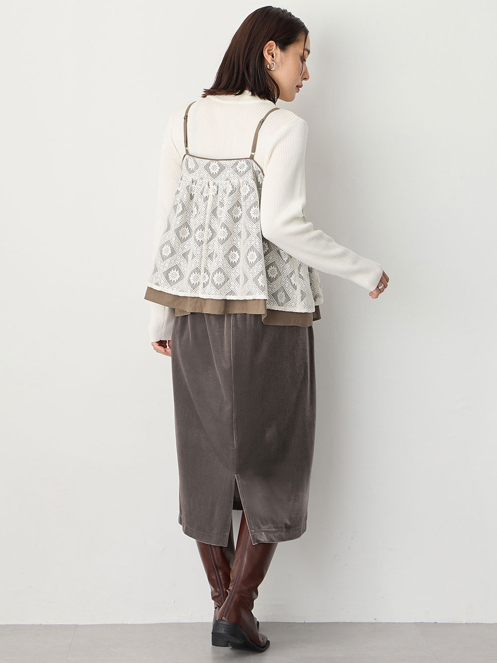 マタニティ トップス|レイヤードキャミソール マタニティ・産後【出産後も長く使える】|カーキ