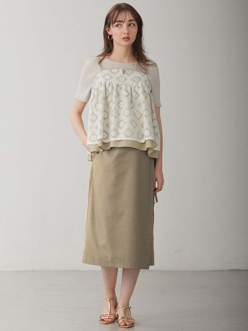 マタニティ トップス|レイヤードキャミソール マタニティ・産後【出産後も長く使える】|ベージュ