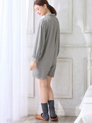 マタニティ パジャマ・ルームウェア|オールインワンハーフパンツルームウェア マタニティ・授乳パジャマ 【出産後も長く使える】|杢グレー