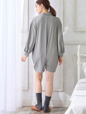 マタニティ パジャマ・ルームウェア|オールインワンハーフパンツルームウェア マタニティ・授乳パジャマ 【出産後も長く使える】|杢グレー