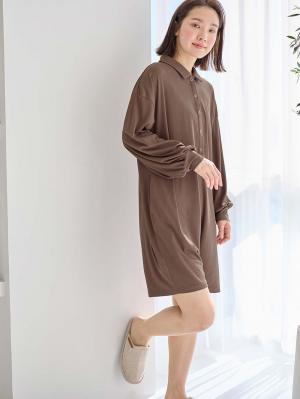 マタニティ パジャマ・ルームウェア|オールインワンハーフパンツルームウェア マタニティ・授乳パジャマ 【出産後も長く使える】|モカブラウン