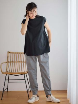 マタニティ パンツ|裾スリットジョガーパンツ マタニティ・産後【出産後も長く使える】|杢グレー