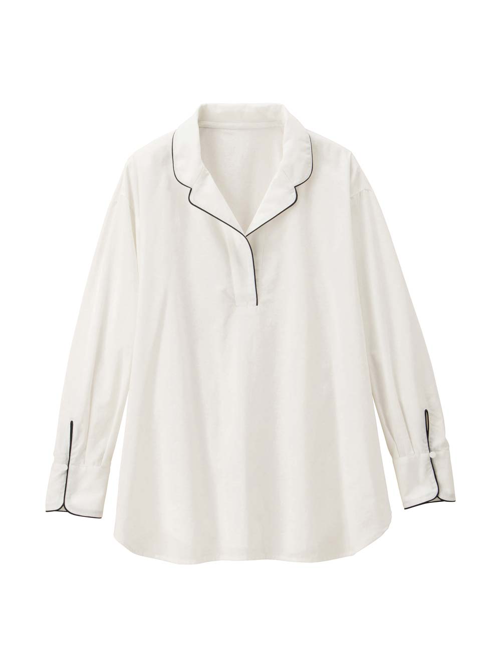 マタニティ トップス|コットンリネンパイピングシャツ マタニティ・授乳服 【出産後も長く使える】|ホワイト