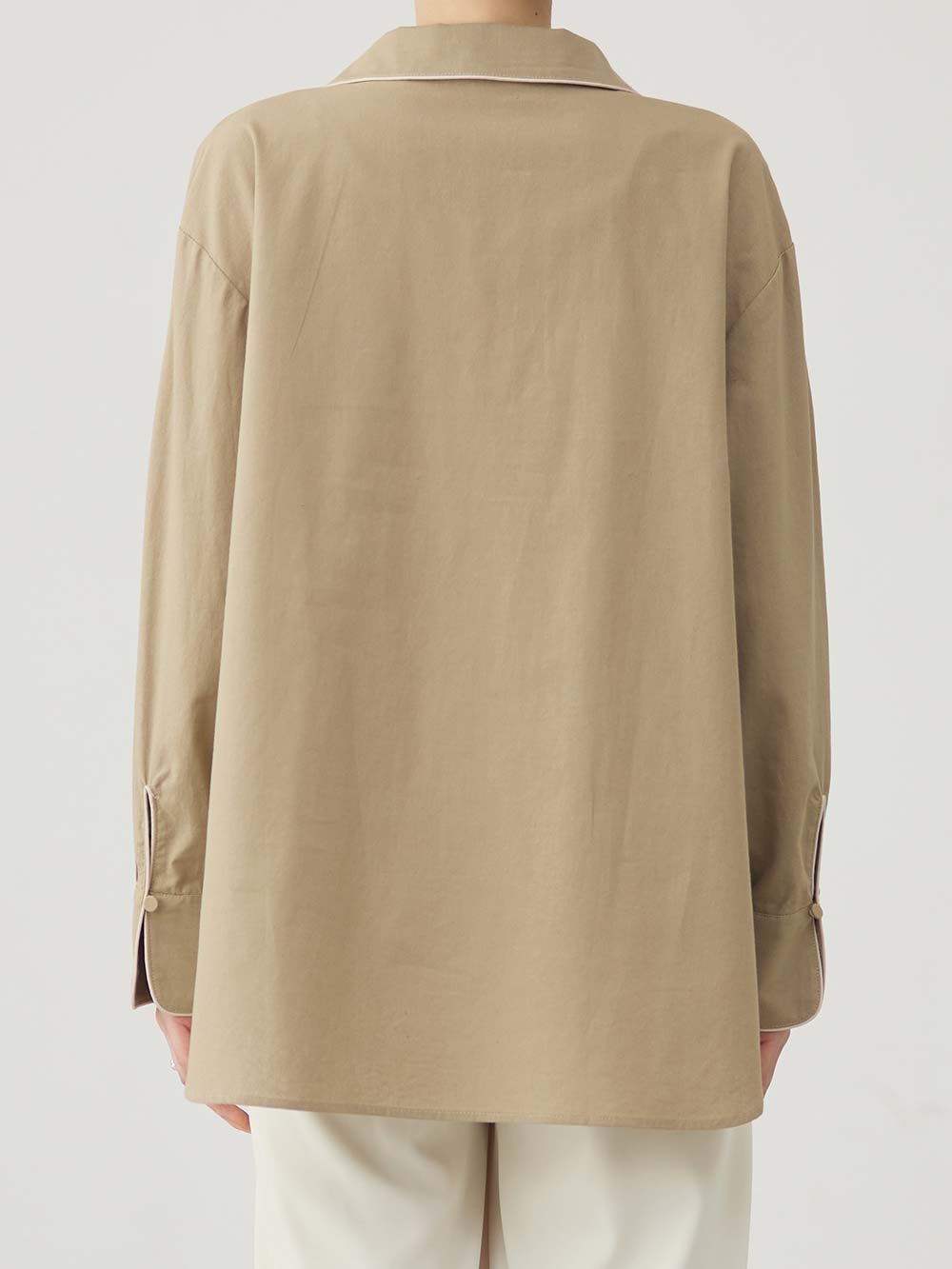 マタニティ トップス|コットンリネンパイピングシャツ マタニティ・授乳服 【出産後も長く使える】