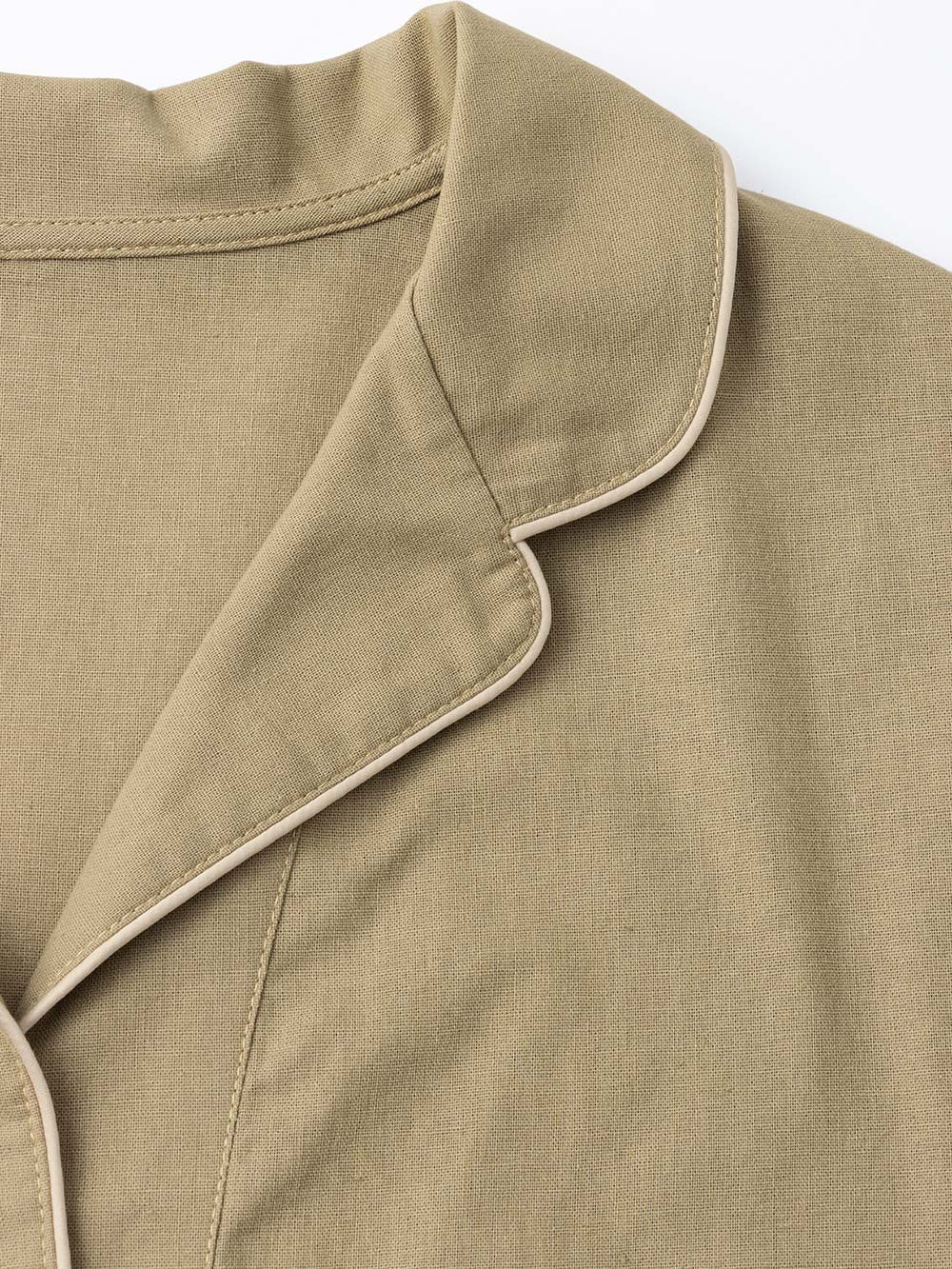 マタニティ トップス|コットンリネンパイピングシャツ マタニティ・授乳服 【出産後も長く使える】