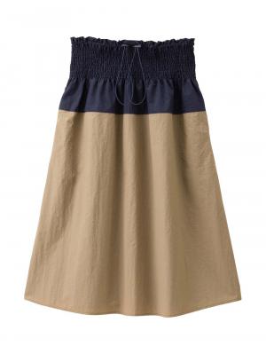 マタニティ スカート|シャーリングバイカラースカート マタニティ・産後【出産後も長く使える】|ネイビー×ベージュ
