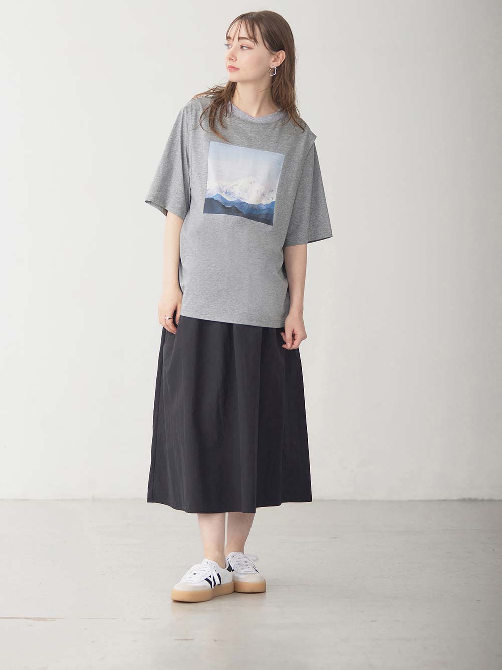 マタニティ スカート|シャーリングバイカラースカート マタニティ・産後【出産後も長く使える】|ネイビー×ブラック