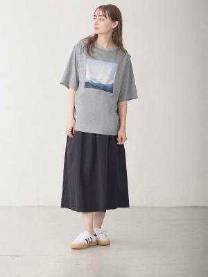 マタニティ スカート|シャーリングバイカラースカート マタニティ・産後【出産後も長く使える】|ネイビー×ブラック