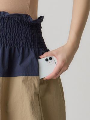 マタニティ スカート|シャーリングバイカラースカート マタニティ・産後【出産後も長く使える】